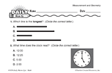 Math Warm-Up 105 for Gr. 1 & 2: Measurement & Geometry