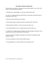 The History of Women's History Quiz