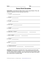 Dance Word Scramble
